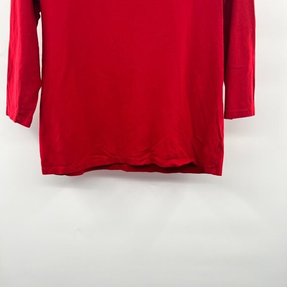 Talbot Women's Lace Shoulder 3/4 Sleeve Top Red Size Medium Scoop Neck - Picture 3 of 9